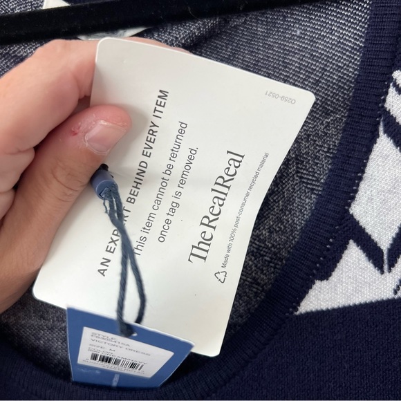 REBECCA MINKOFF Victory Sweater Dress in Cream & Navy - Picture 4 of 6